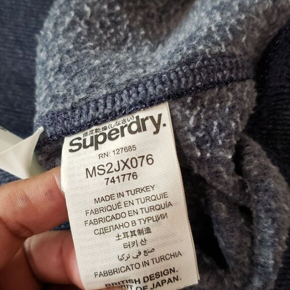 Superdry Grit Tab Vtg Hoodie Pullover With Drawstrings Navy Blue Large - Picture 6 of 14
